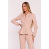 Elegantní peplum overal MOE M878 béžový