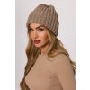 Pletená ohrnutá čepice MOE M895 béžová