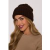 Pletená ohrnutá čepice beanie MOE M895 hnědá