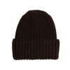 Pletená ohrnutá čepice beanie MOE M895 hnědá