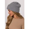 Pletená ohrnutá čepice beanie MOE M895 šedá