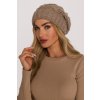 Pletená čepice beanie s copánky MOE M897 béžová