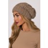 Pletená čepice beanie s copánky MOE M897 béžová