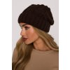 Pletená čepice beanie s copánky MOE M897 hnědá
