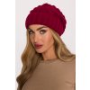 Pletená čepice beanie s copánky MOE M897 bordó