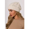 Pletená čepice beanie s copánky MOE M897 smetanová