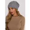 Pletená čepice beanie s copánky MOE M897 šedá