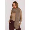 Pletená dlouhá šála s copánky MOE M898 béžová