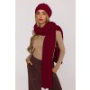 Pletená dlouhá šála s copánky MOE M898 bordó