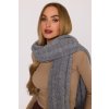 Pletená dlouhá šála s copánky MOE M898 šedá