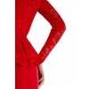 Elegantní červené peplum šaty s krajkovým topem