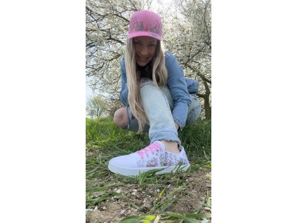 Set barefoot tenisky a kšiltovka RŮŽOVÉ KVĚTY