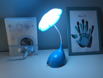Dětská noční bezpečná lampička pro děti slon modrá dotykové LED světlo dotyková LED lampa