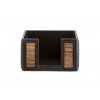 box na poznámkové listy Tyler / black leather & amazaque