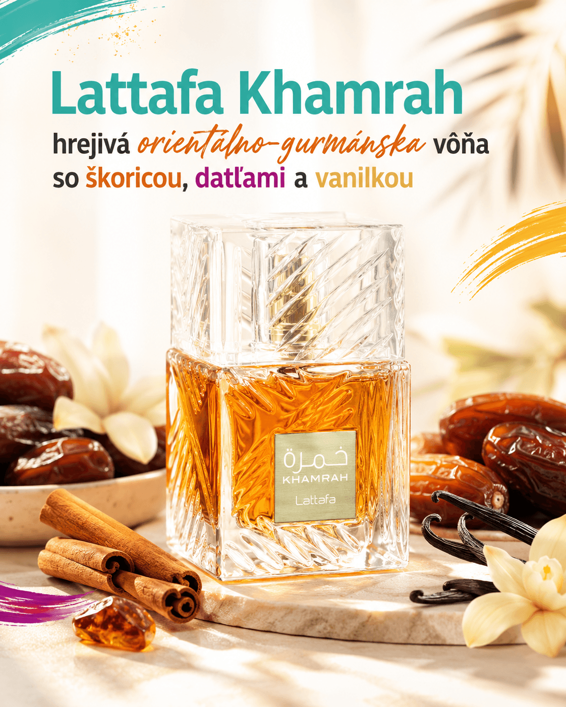 Recenzia Lattafa Khamrah: hrejivá orientálno-gurmánska vôňa so škoricou, datľami a vanilkou