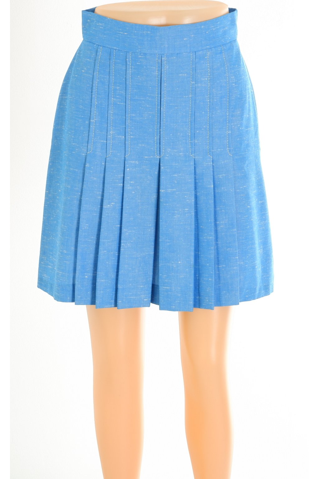 Sukně Trevira vintage modrá melanž 10% len vel. 38 / S