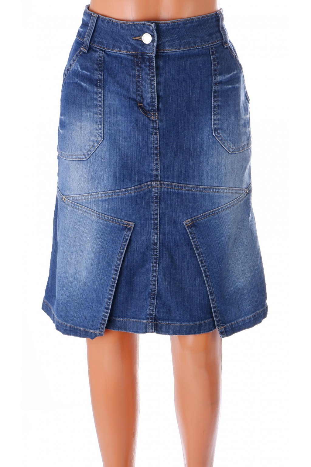 Sukně Promod riflová modrá mírně vyšisovaná s kapsami vel M - Second hand  online AXEL