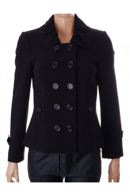 Kabát krátký Marks&Spencer černý dvouřadový s kapsami vel S