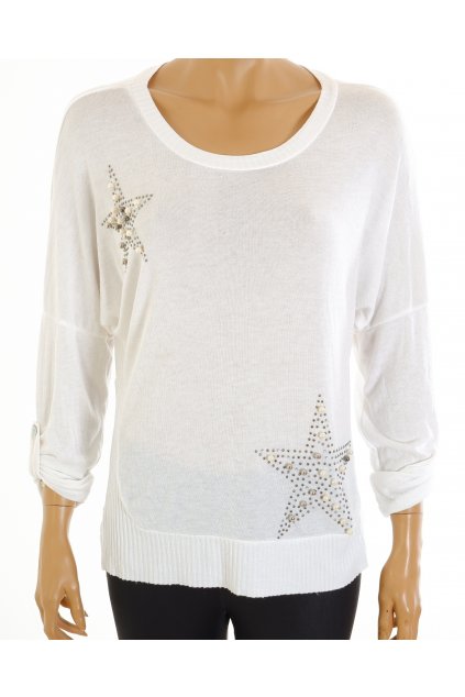 Svetr Made in Italy bílý s perličkami vel. L - XL vada