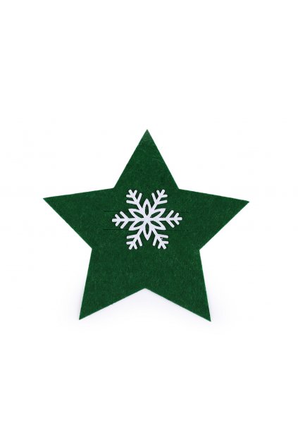 Vánoční prostírání na příbor hvězda zelená tmavá 4ks