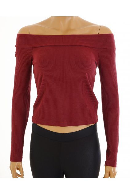 Tričko Miss Selfridge vínové žebrované vel. S