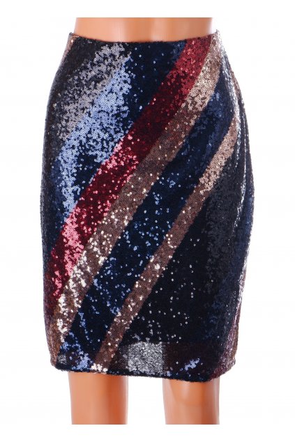 Sukně Esmara barevně pruhovaná z flitrů s podšívkou vel M