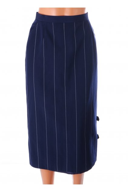 Sukně modrá s jemným bílým proužkem na boku přezky s podšívkou vel L