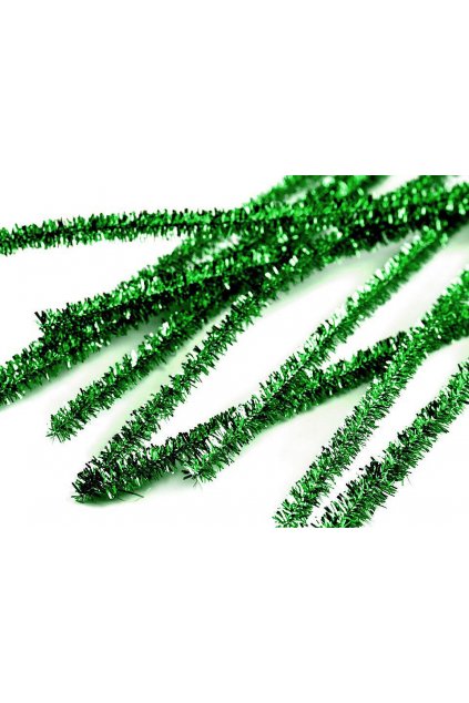 Chlupaté modelovací lurexové drátky Ø6 mm délka 30 cm zelená trávová 20ks