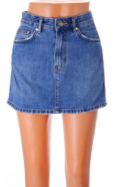 Sukně Authentic Denim riflová modrá v bocích bílo červené pruhy vel S
