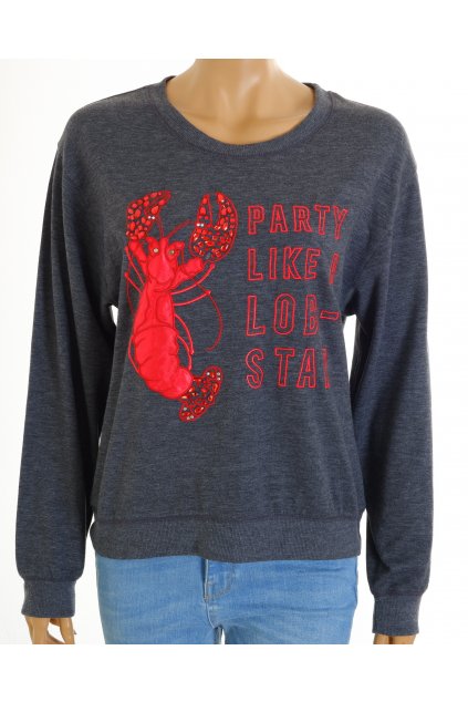 Mikina New Look s červeným obrázkem s kamínky vel. M / uk 14 / 42