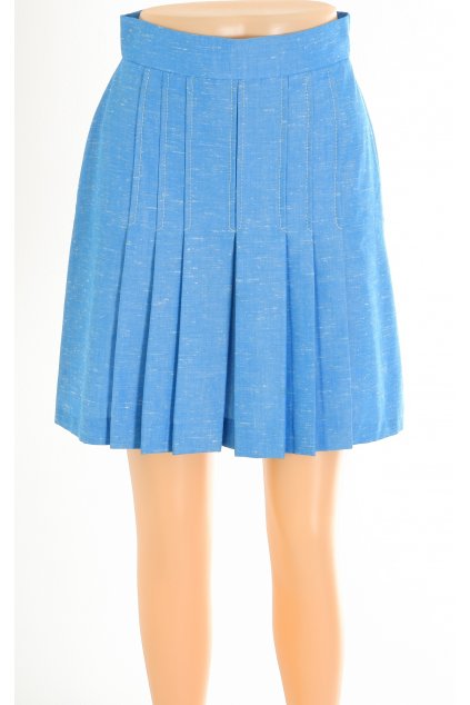 Sukně Trevira vintage modrá melanž 10% len vel. 38 / S
