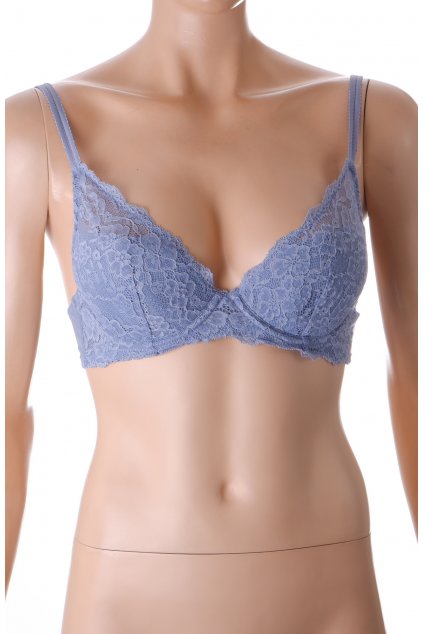 Podprsenka H&M vel 75B šedomodrá krajková s kosticemi