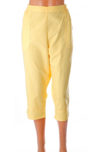 Kalhoty Mian žluté tříčtvrtečmí s kapsami v pase gumka vel L