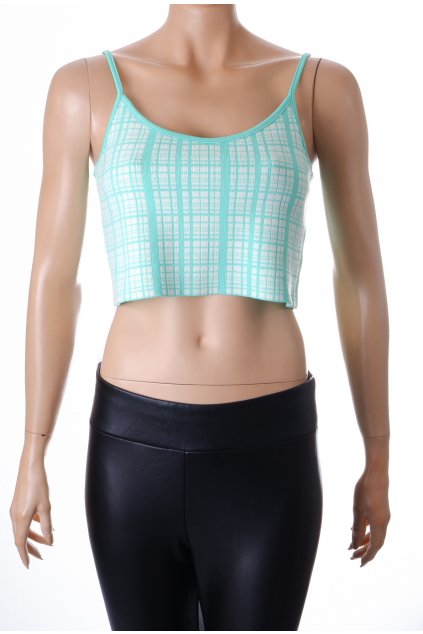 Tričko Primark zelené vzorované crop top vel. M
