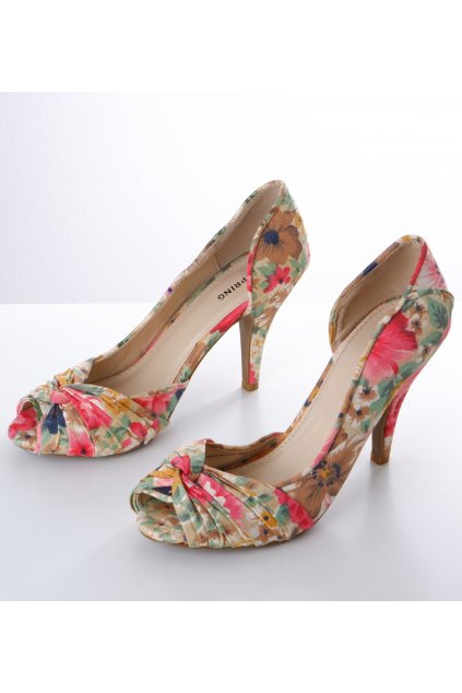 Boty dámské na podpatku Spring květované vel. eur 38 - 39