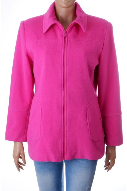 Dámský kabátek Classic růžový na zip 80% vlna second hand vel. M - L