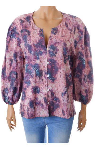 Halenka fialovo růžová zapínání na knoflíčky vel. L - XL