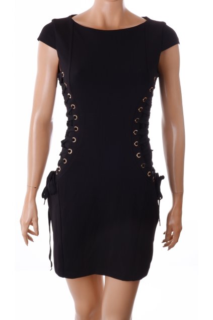 Šaty černé mini se šněrováním na bocích vel. S