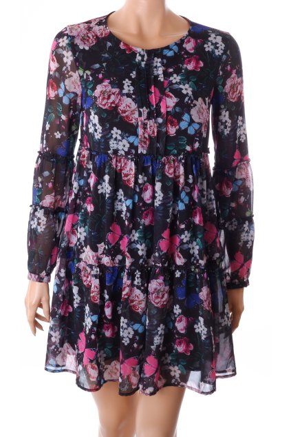 Šaty Mohito černé s barevným vzorem vel. S / 36