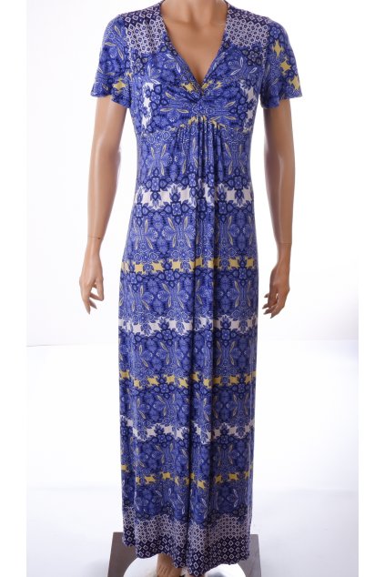 Šaty Marks&Spencer modré vzorované dlouhé vel. M