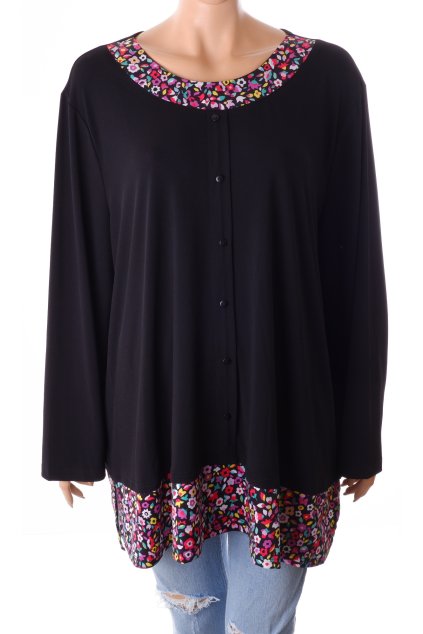 Tričko M.Collectoon černé s barevným kvítím vel. XXXL / 58