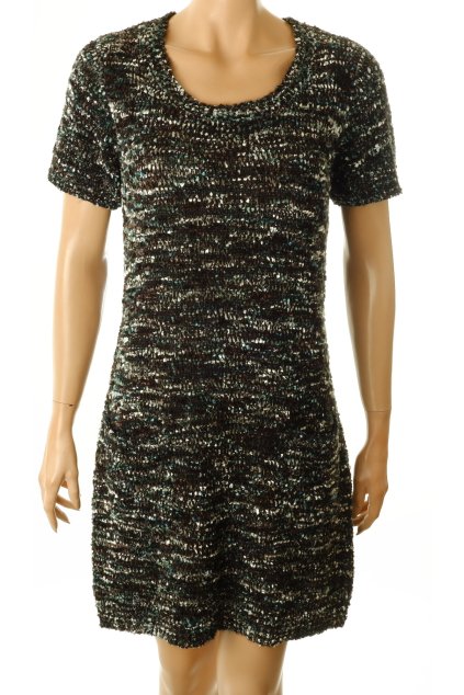 Šaty Gina Benotti úpletové zeleno černá světlá melanž vel. M