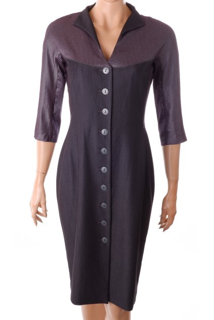 Šaty Yvone šedé na knoflíky vel. 38 / S