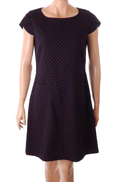 Šaty Next Tailoring tmavě modré s drobnými oranžovými čtverečky s podšívkou vel. M