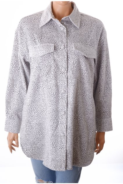 Bunda Reserved košile oversize bílá s šedým zvířecím vzorem vel. S / M