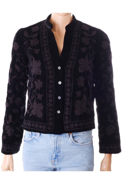 Bunda Zara lehká černý samet s vyšívaným vzorem vel. XS
