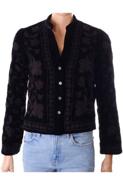 Bunda Zara lehká černý samet s vyšívaným vzorem vel. XS