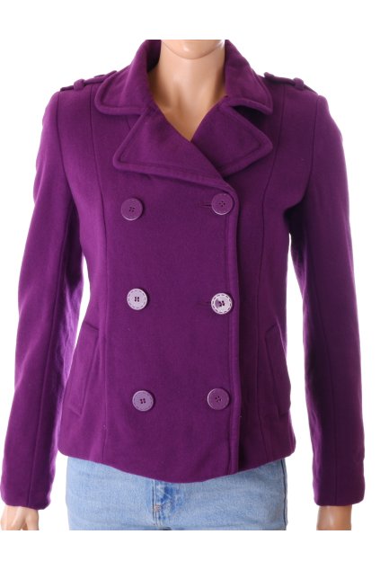 Kabát H&M fialový 75% vlna vel. M / 40