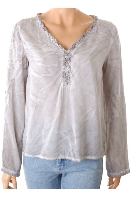 Halenka Blue Morion šedá s drobným volánkem kolem krku vel. S