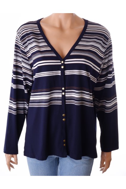 Tričko Hajo modré proužkované na cvočky vel. 46 / GB 20 / XL